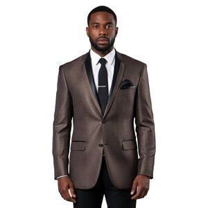 Puppytooth Elbow Patch Men's Classic Blazer Modern Fit, Brown